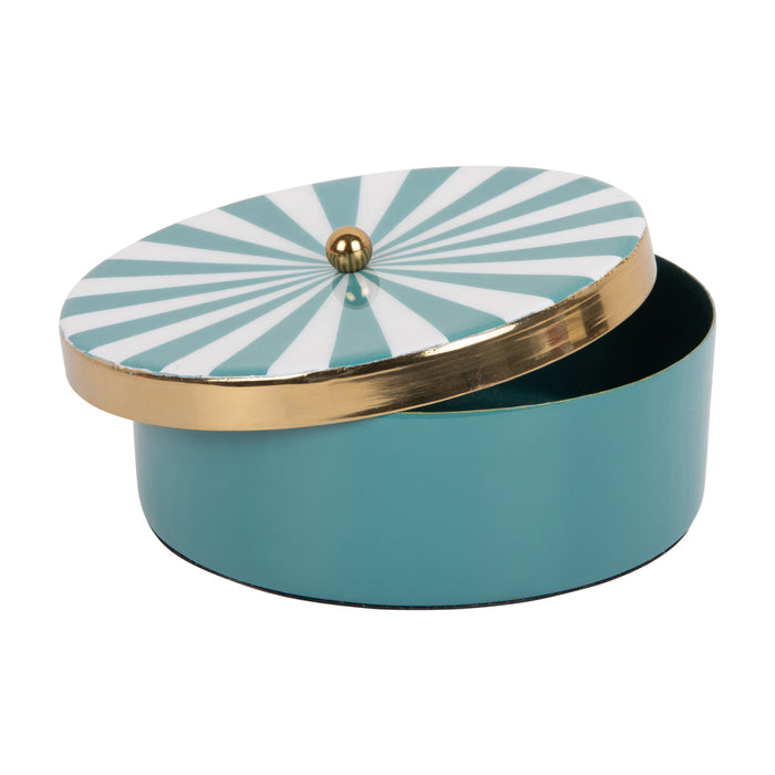 Present Time - Opbergbox Candy Swirl Rond - Turquoise blue & White