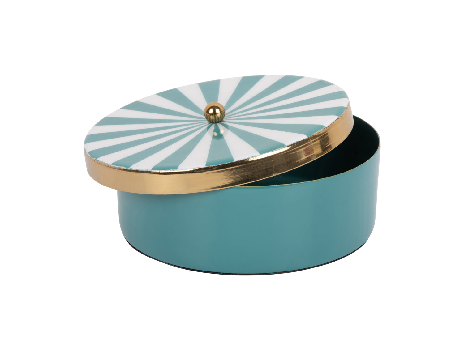 Present Time - Opbergbox Candy Swirl Rond - Turquoise blue & White