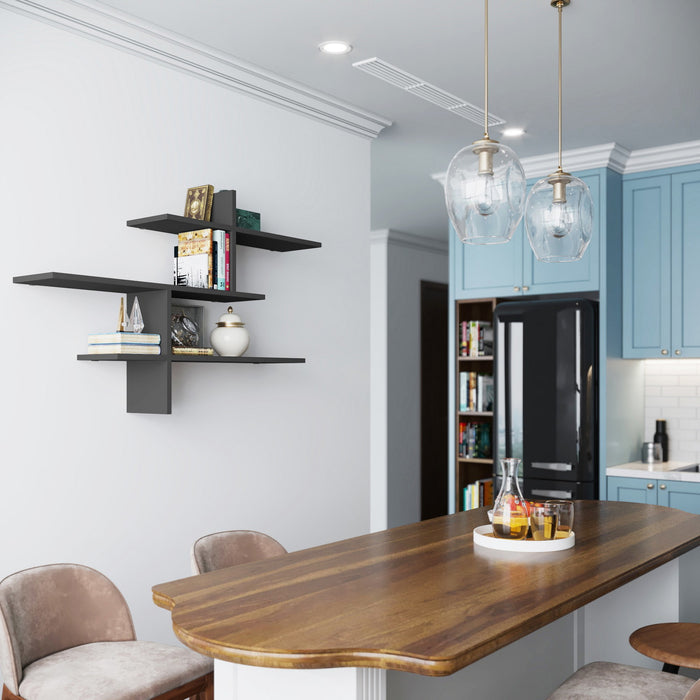 Giga Meubel - Wandplank Antraciet Hout - 123x22x80,5cm - Leo