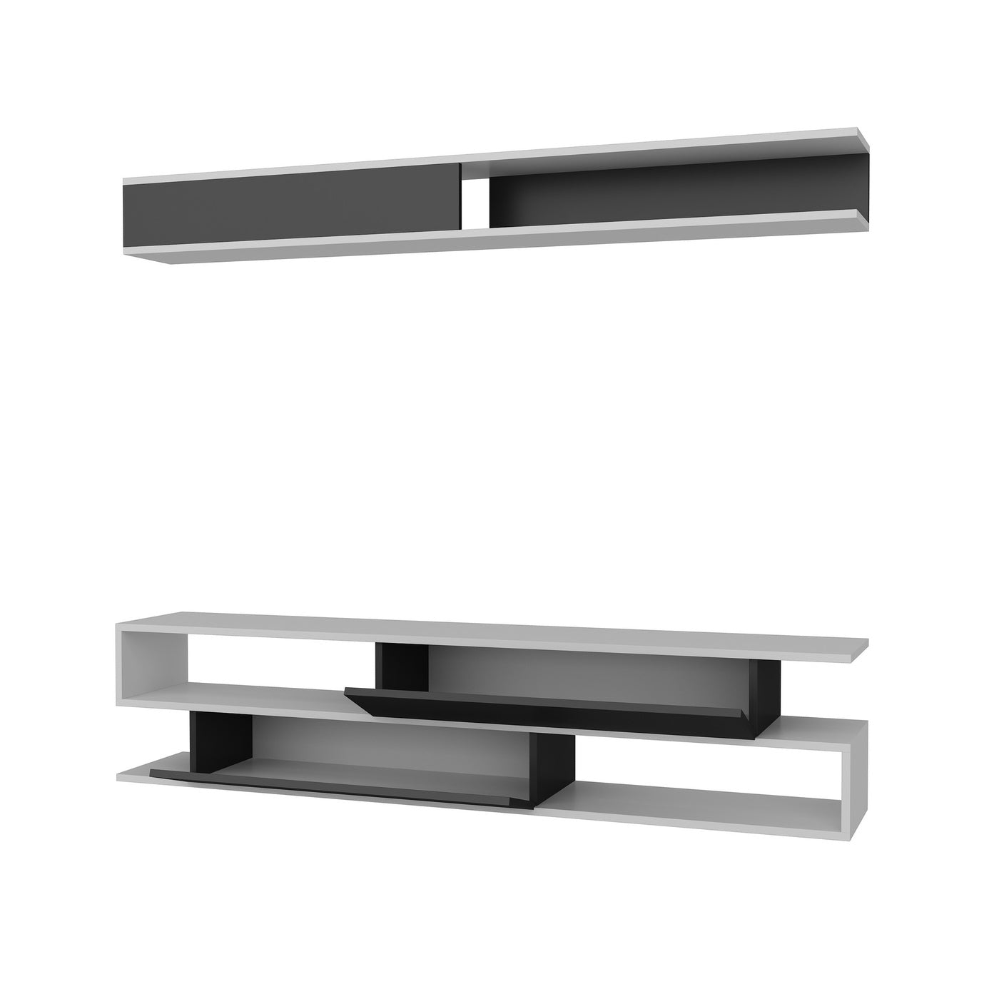 Giga Meubel - Tv-meubel Wit|Zwart Hout - 176x32x39cm - Sims