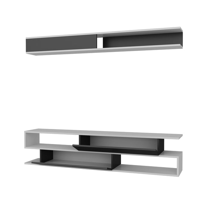 Giga Meubel - Tv-meubel Wit|Zwart Hout - 176x32x39cm - Sims