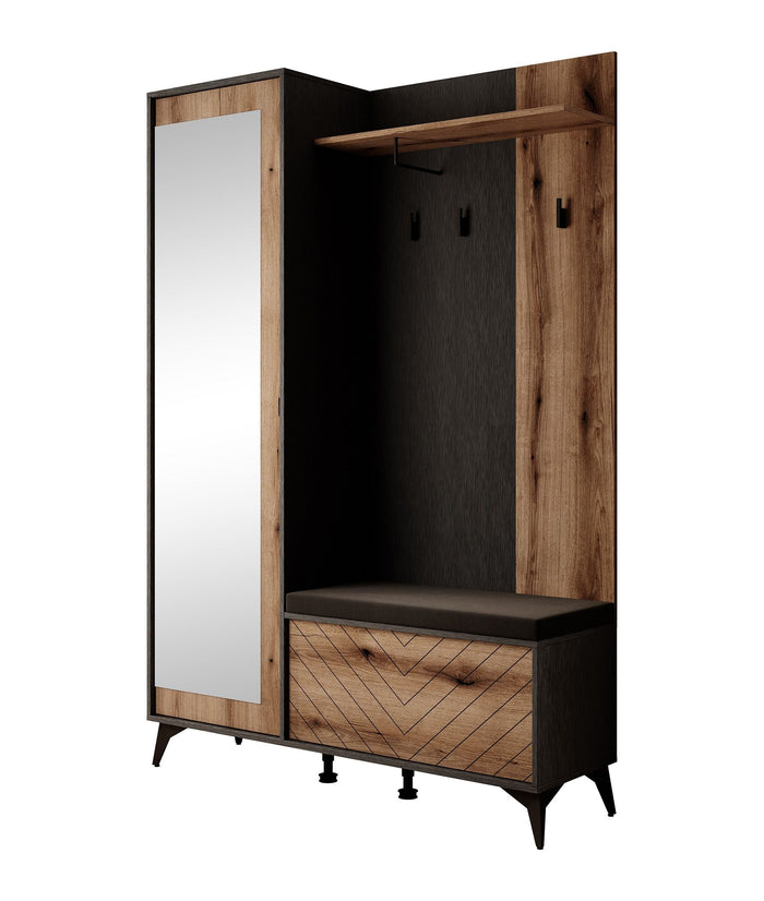 Meubella - Kapstok Dolores - Eiken - Zwart - 134 cm