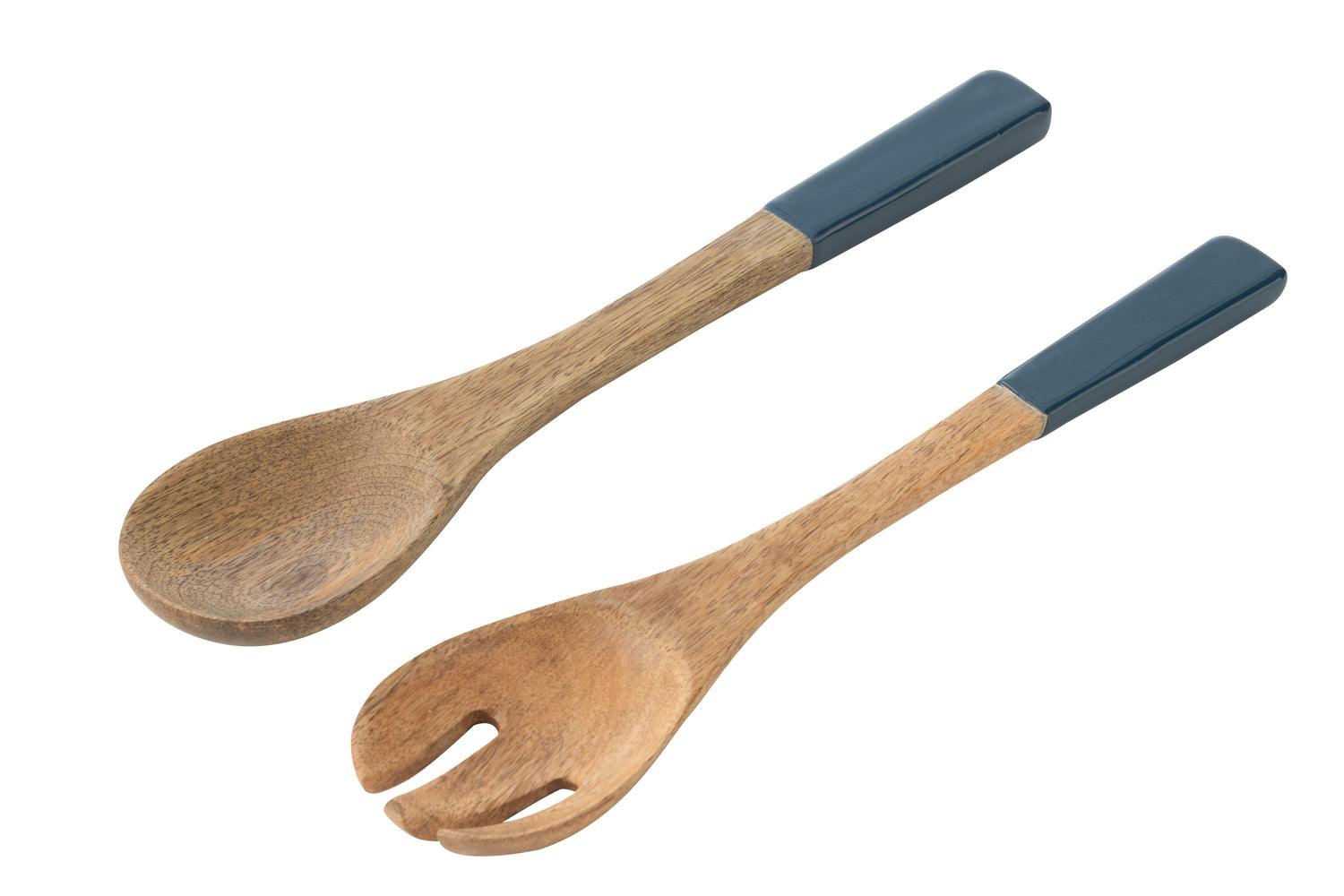 J-Line Set Van 2 Keukengerei Mangohout Blauw|Naturel