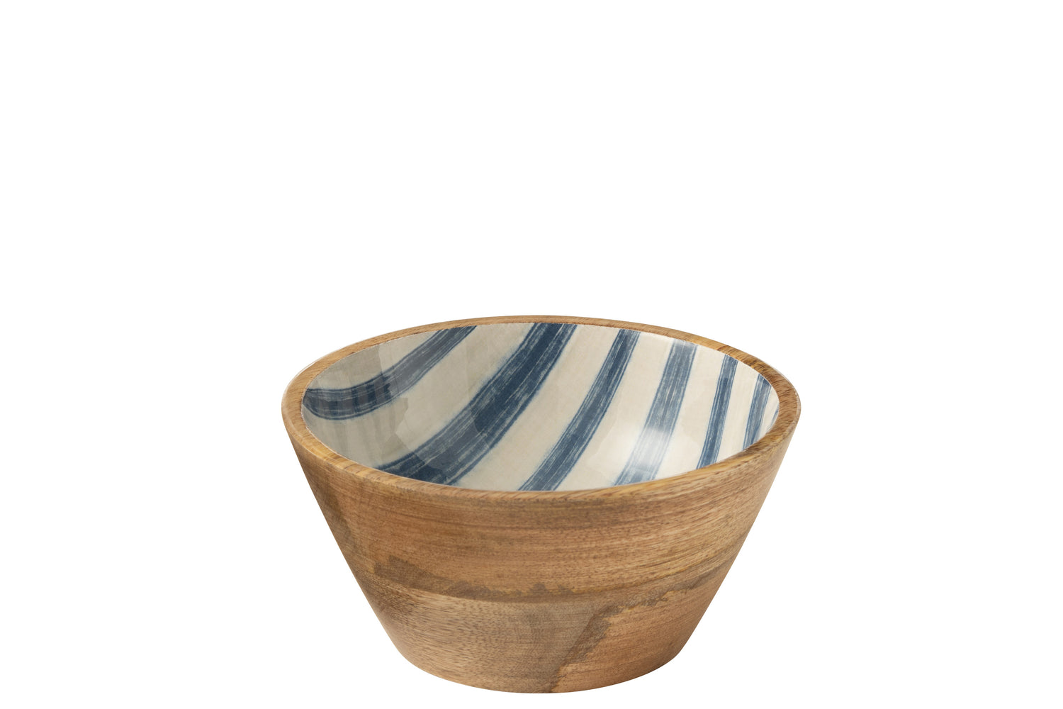 J-Line kom Strepen - hout - blauw|wit - medium