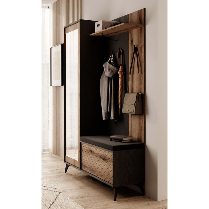 Meubella - Kapstok Dolores - Eiken - Zwart - 134 cm