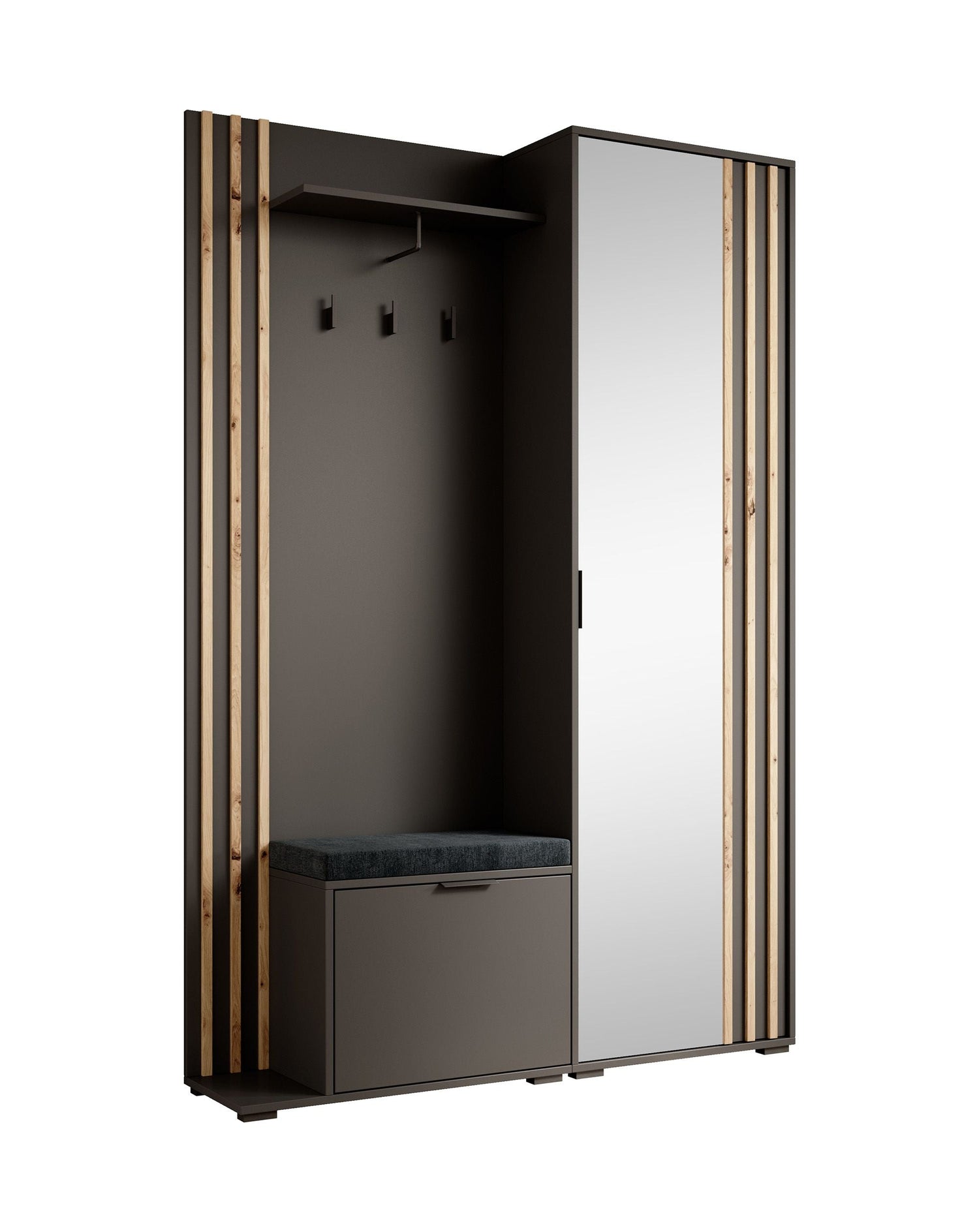 Meubella - Kapstok Nappa - Antraciet - Eiken - 131 cm