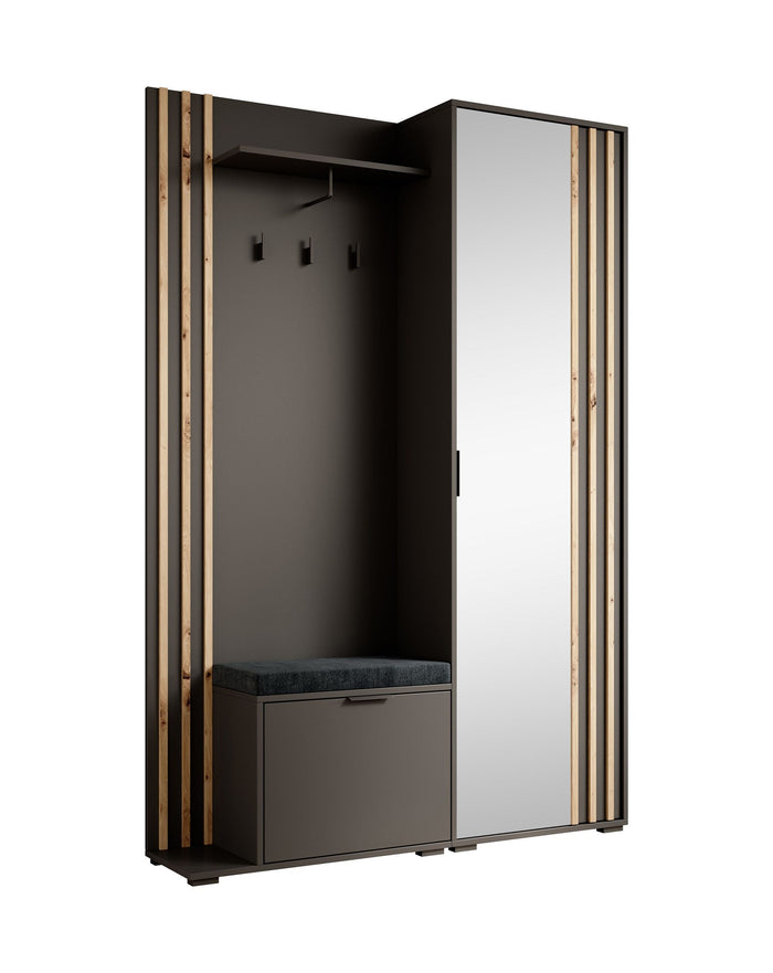 Meubella - Kapstok Nappa - Antraciet - Eiken - 131 cm