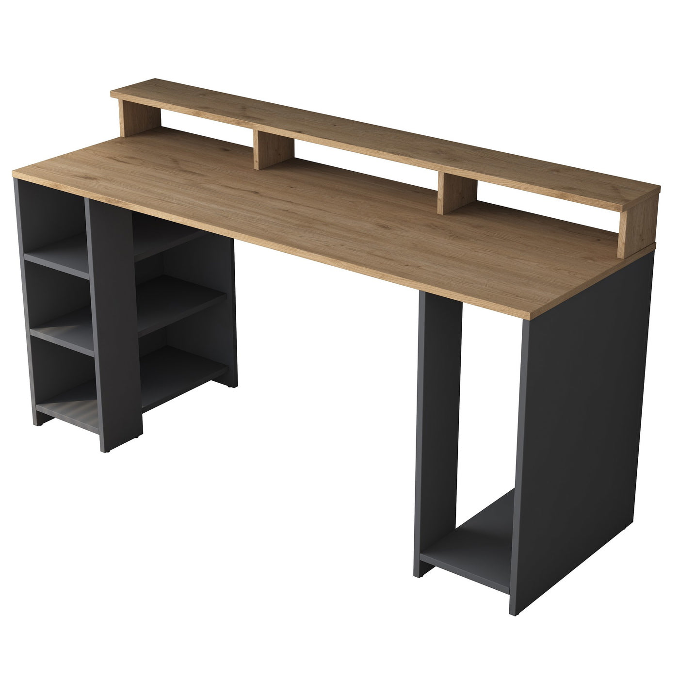 Giga Meubel - Bureau Walnoot|Antraciet Hout - 160x55x89,5cm - Aktas