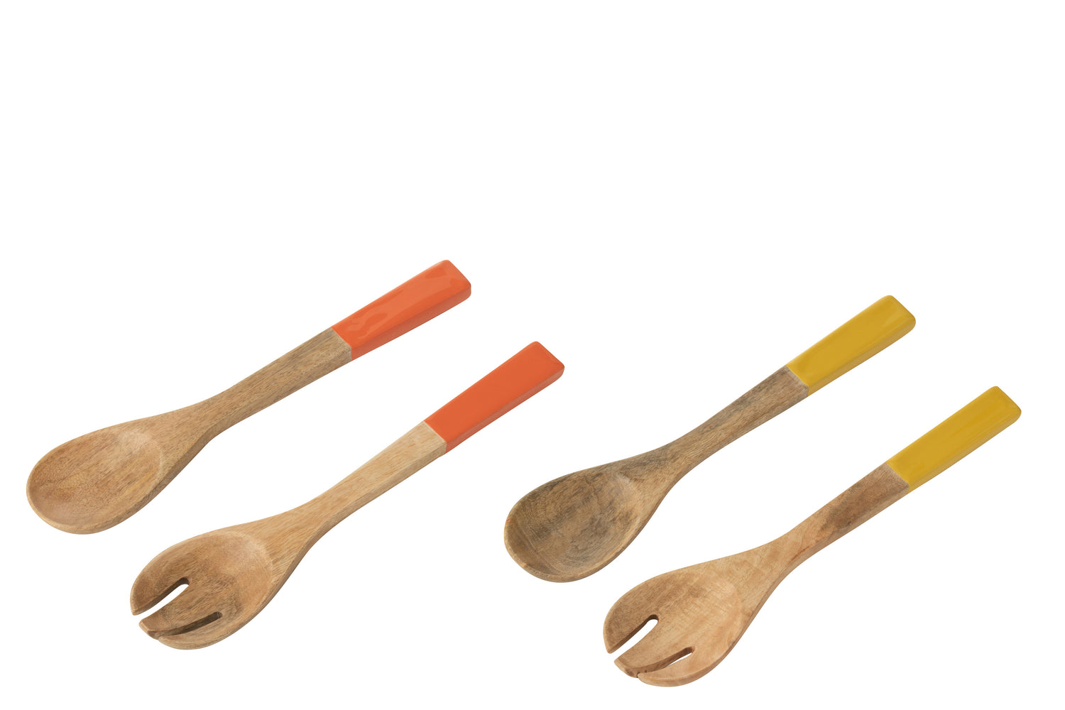 J-Line Set Van 2 Salade Serveerder Mango Hout Geel|Roze Assortiment