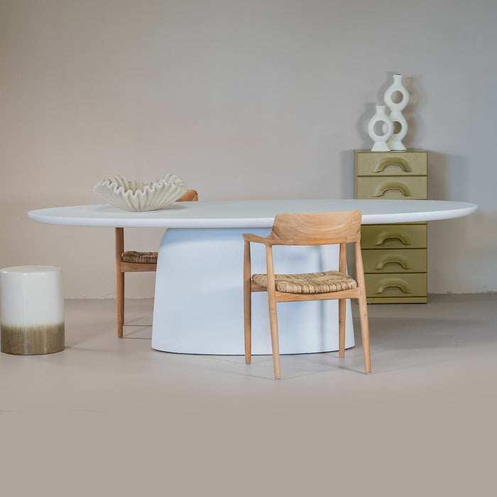 Giga Meubel - Tuintafel Ovaal - Wit Betonlook - 300x110x74cm - Myrna