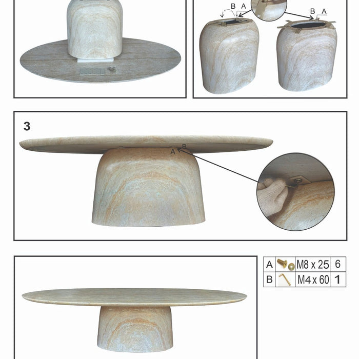 Giga Meubel - Tuintafel Ovaal - Wit Betonlook - 300x110x74cm - Myrna