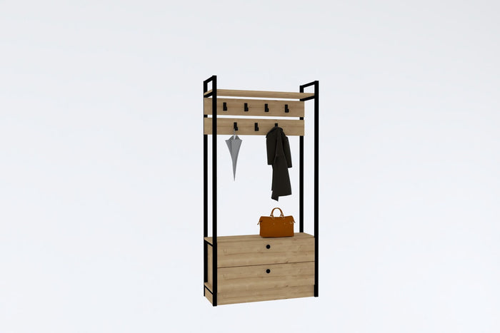 Giga Meubel - Garderobemeubel Naturel Hout - 90x33x180cm - Manolya