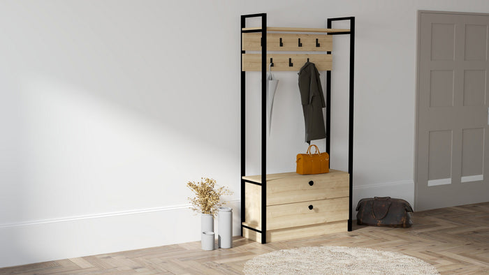 Giga Meubel - Garderobemeubel Naturel Hout - 90x33x180cm - Manolya