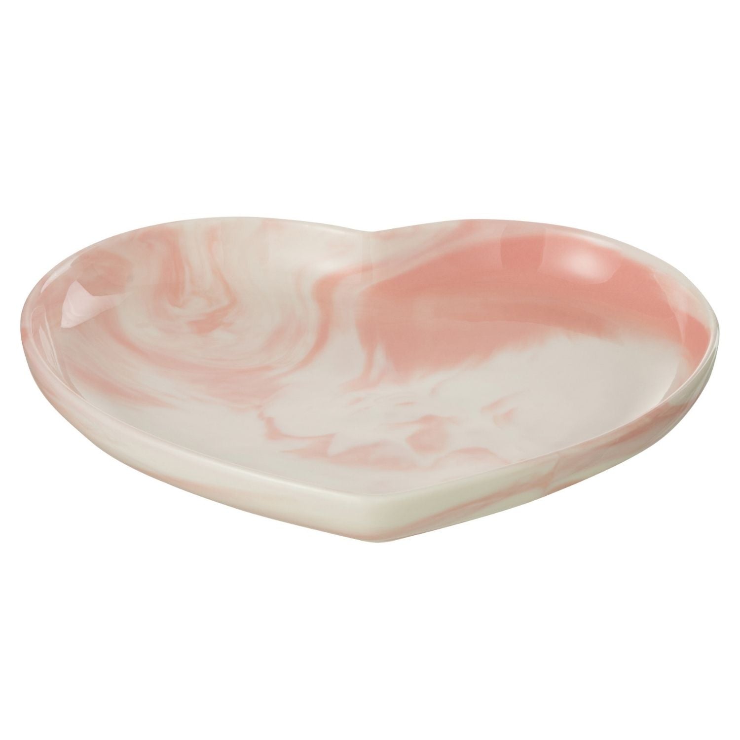 J-Line Hart bord - porselein - wit|roze - 8 stuks