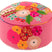J-Line Poef Rond Bloemen Geborduurd Katoen|Polyester Roze