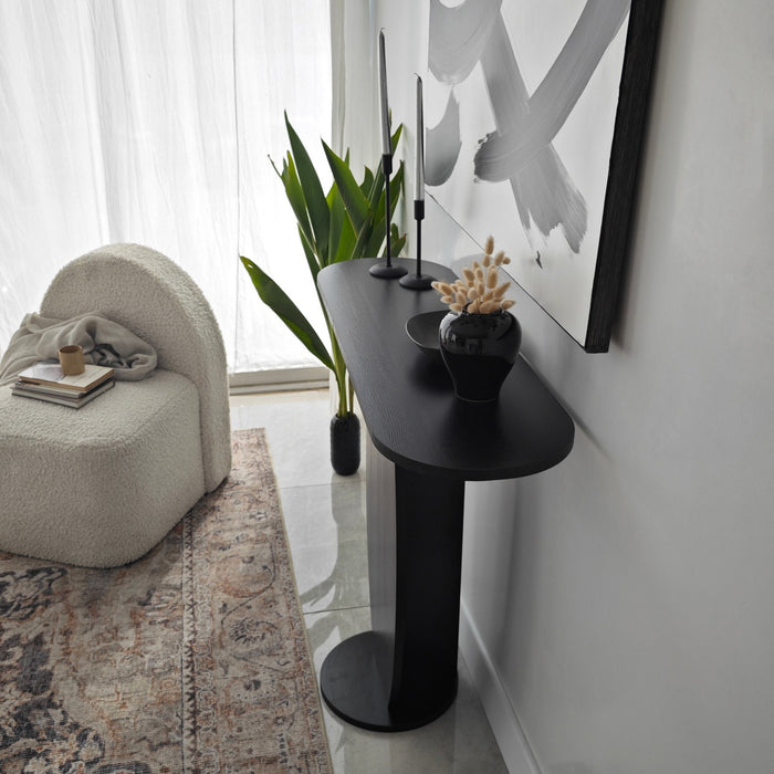 Giga Meubel - Sidetable Antraciet Hout - 100x30x81cm - Ellittica