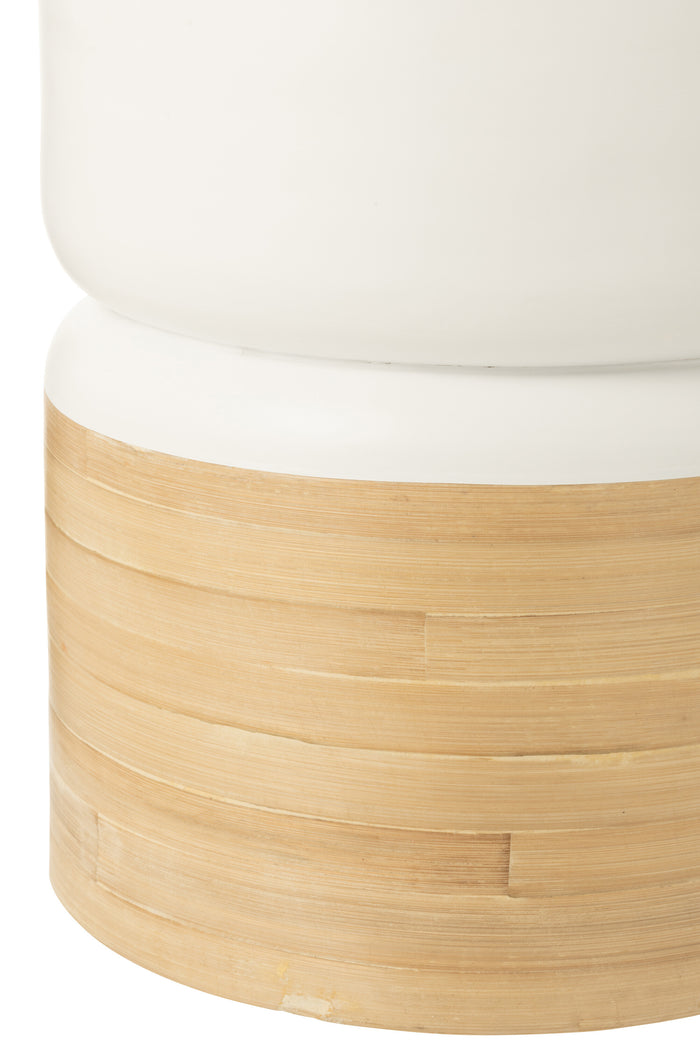 J-Line bijzettafel Rond - bamboe - wit|naturel