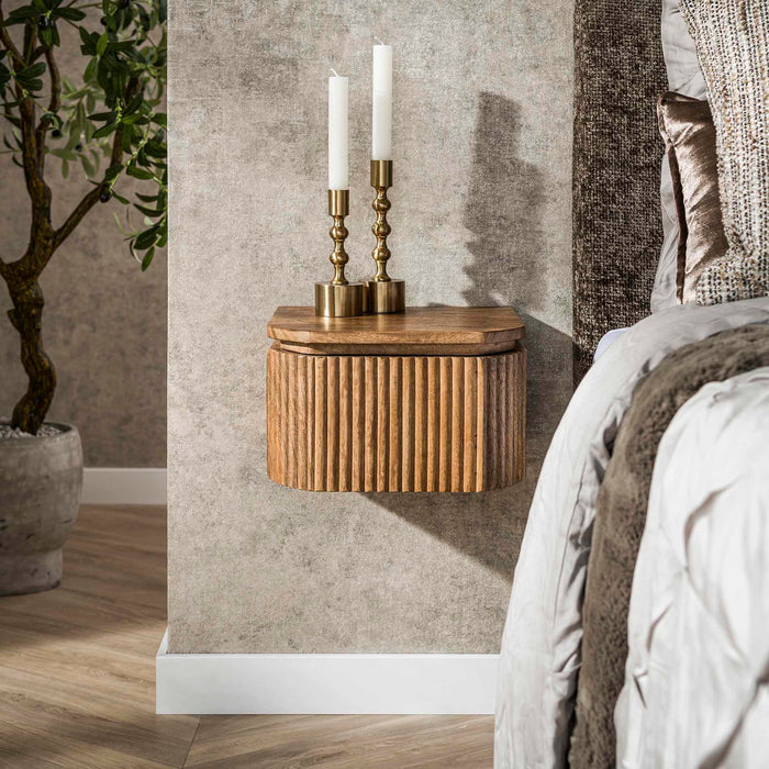 Giga Meubel - Nachtkastje Zand Mangohout - 32x30x19cm - Wave