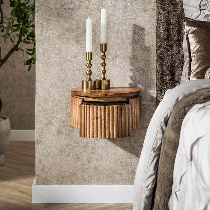 Giga Meubel - Nachtkastje Zand Mangohout - 30x26x15cm - Wave