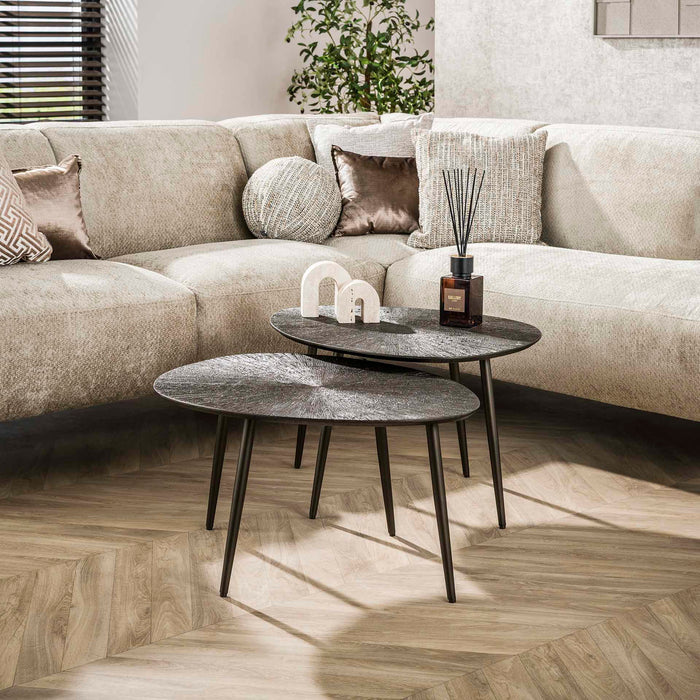 Giga Meubel - Salontafel Brons Metaal - Set Van 2 - 76x61x43cm - Ray