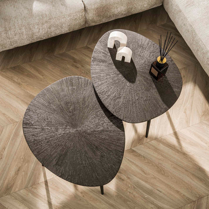 Giga Meubel - Salontafel Brons Metaal - Set Van 2 - 76x61x43cm - Ray