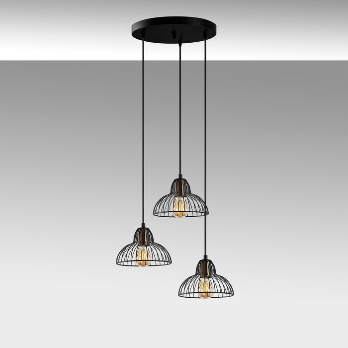 Giga Meubel - Hanglamp Zwart Metaal - 3-Lichts - 44x44x114cm - Dopo