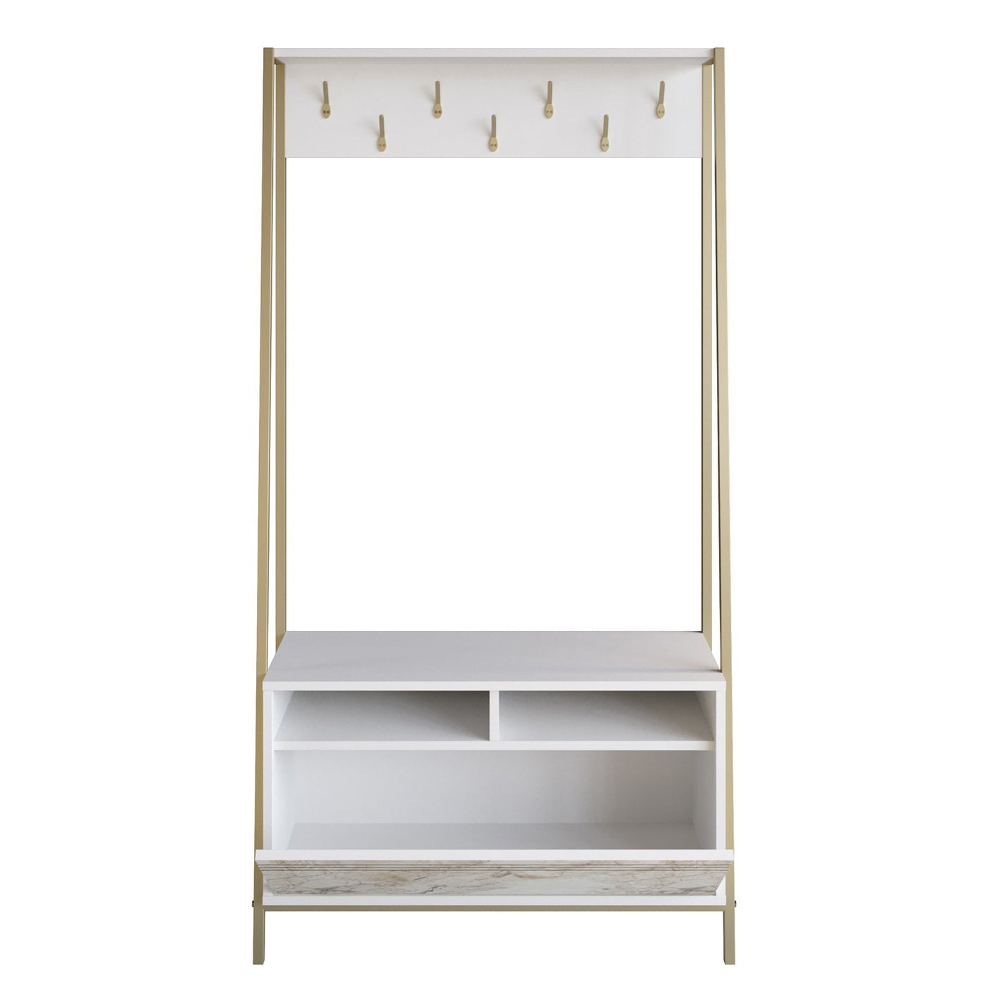 Giga Meubel - Garderobemeubel Goud|Wit Hout - 94x35,3x180cm - Devin