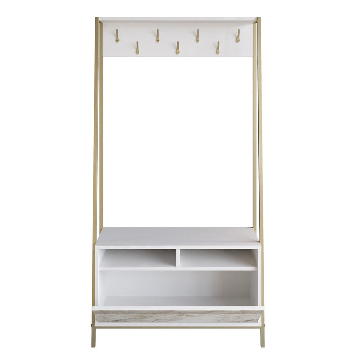 Giga Meubel - Garderobemeubel Goud|Wit Hout - 94x35,3x180cm - Devin