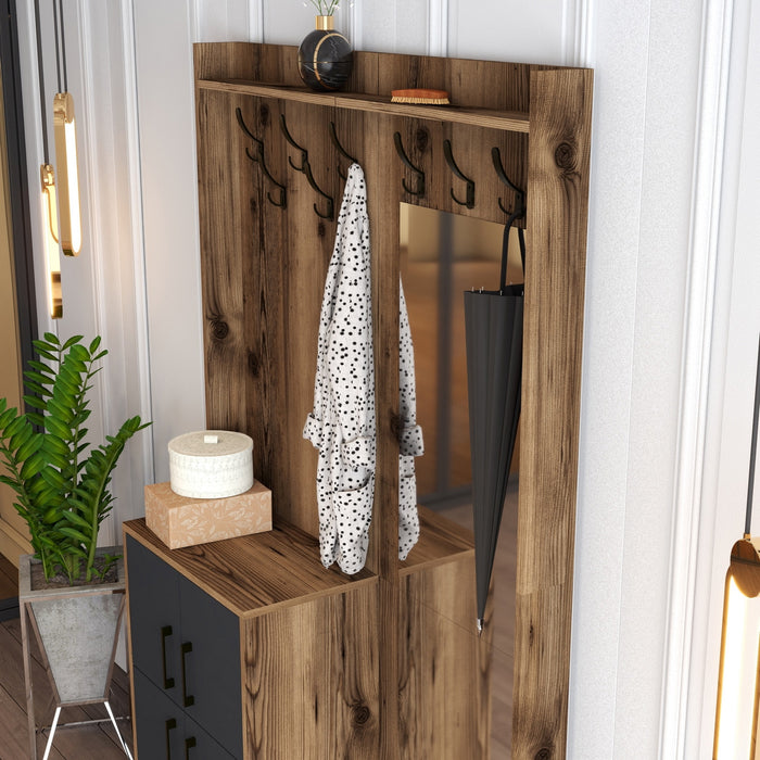 Giga Meubel - Garderobemeubel Walnoot - Incl. Spiegel - 200cm - Berlin