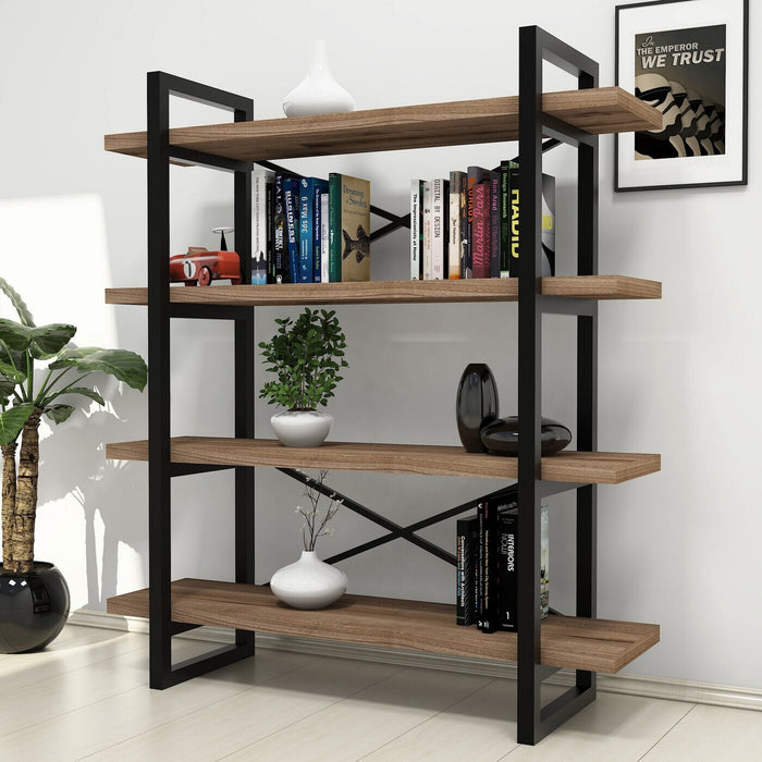 Giga Meubel - Boekenkast Zwart|Walnoot - 106x33x120cm - Makro