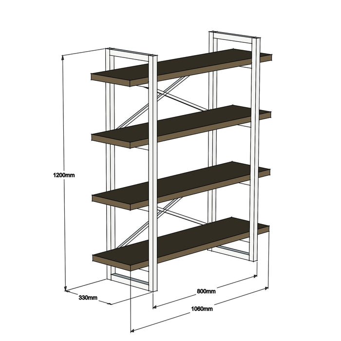 Giga Meubel - Boekenkast Zwart|Walnoot - 106x33x120cm - Makro