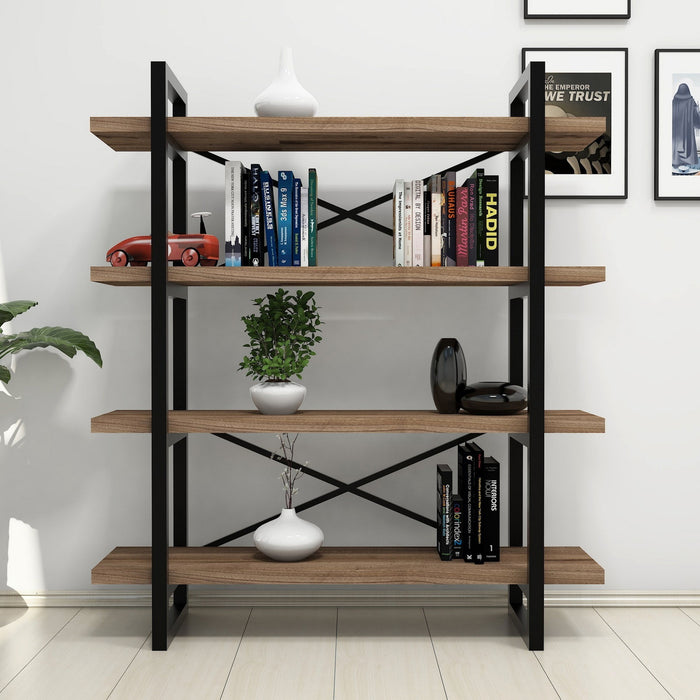 Giga Meubel - Boekenkast Zwart|Walnoot - 106x33x120cm - Makro