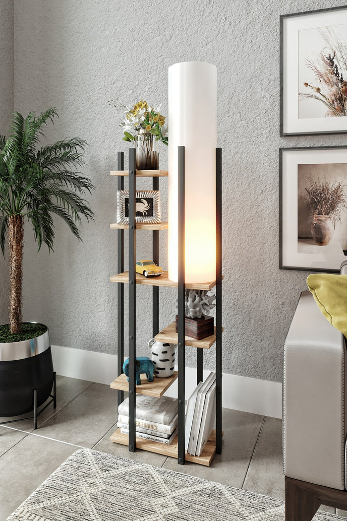 Giga Meubel - Vloerlamp Wit - Incl. Planken 45x25x160cm - Vogue
