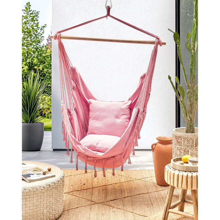 Beliani - BONEA - Hangstoel - Roze - Katoen