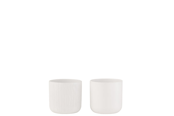 J-Line bloempot Gen - keramiek - wit - extra small - 2 stuks