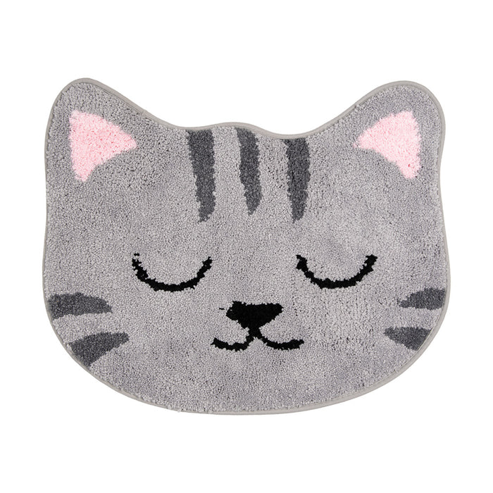 Clayre & Eef Badmat 60x50x1 cm Grijs Polyester Kat