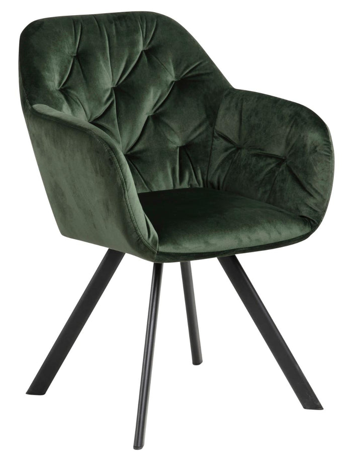 Giga Living - Eetkamerstoel - Groen - Stof - Zithoogte 47,5cm - Lida