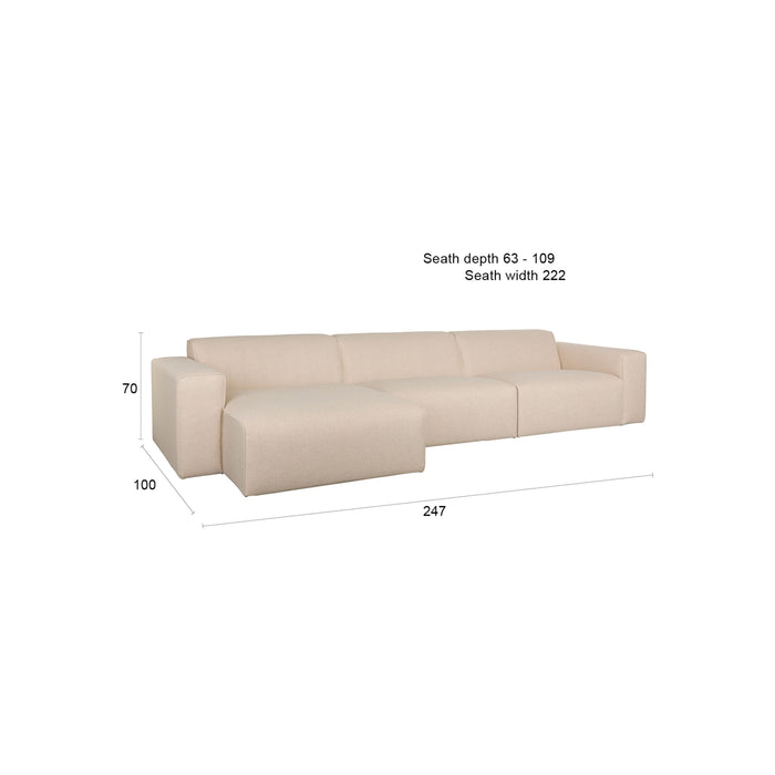Zuiver Sofa Milka 4,5-zitsbank Chaise longue Links Zand - Crème