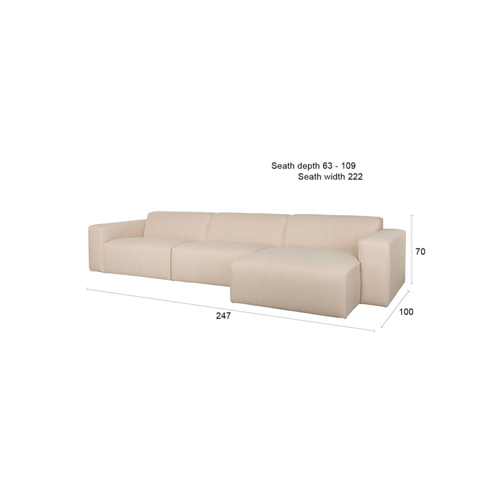 Zuiver Sofa Milka 4,5-zitsbank Chaise longue Rechts Zand - Crème