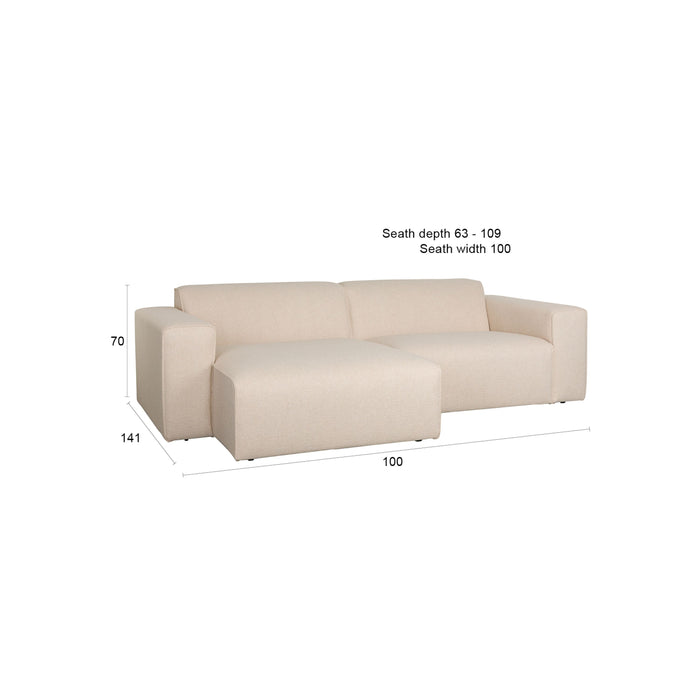 Zuiver Sofa Milka 3-zitsbank Chaise longue Links Zand - Crème