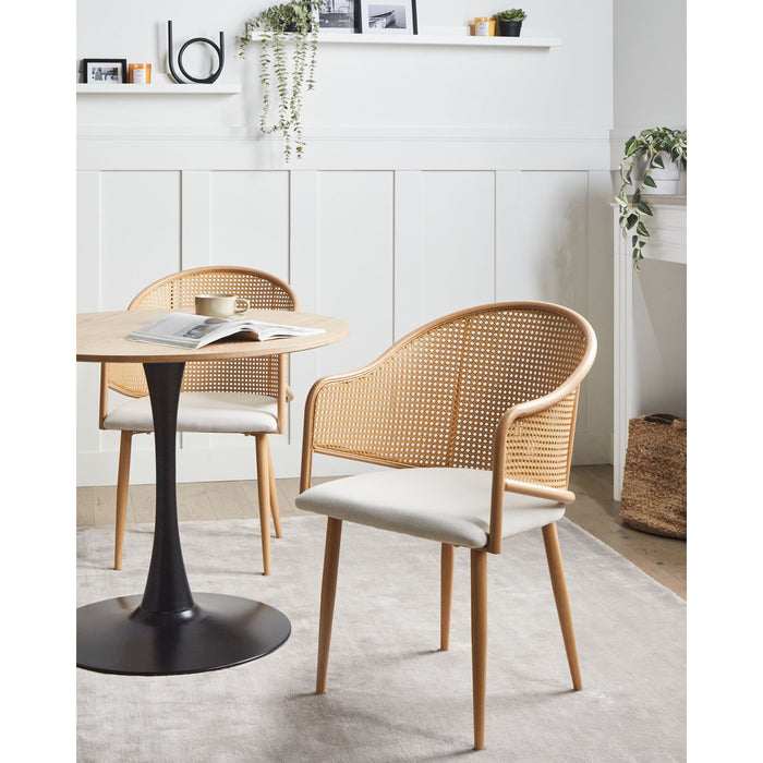 Beliani-WEIMAR-Eetkamerstoel set van 2-Lichtbruin|Wit-Polyester