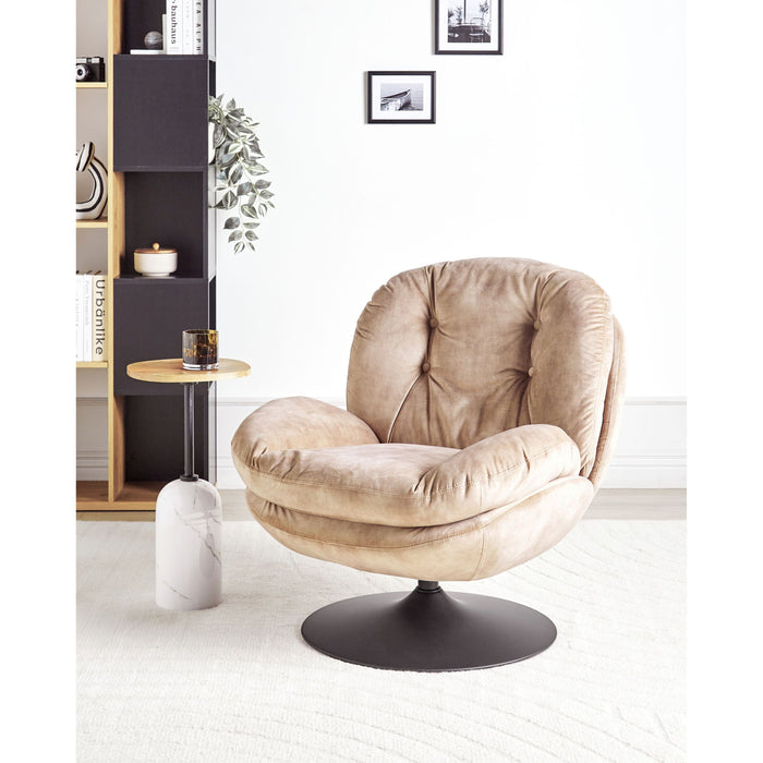Beliani - NOLVIK - Fauteuil - Zandbeige - Fluweel