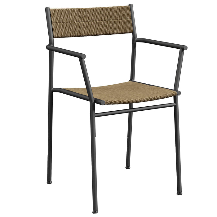 Northern Vev stoel met armleuningen zwart|bruin koord