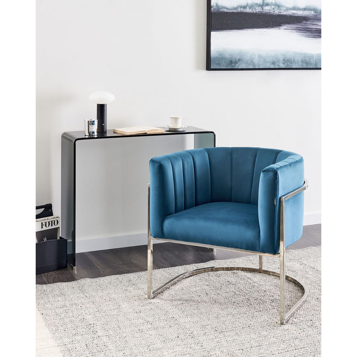 Beliani - LARVIK - Fauteuil - Blauw - Fluweel