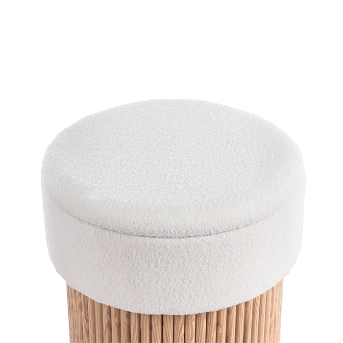 Beliani - RICHEY - Opbergpoef - Off-white - Bouclé