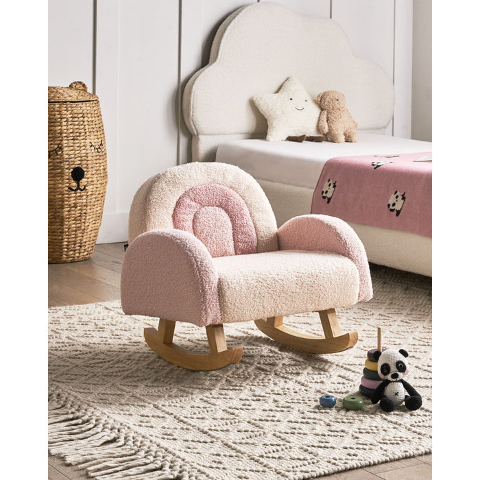 Beliani - OMBO - Schommelstoel voor kinderen - Pastelroze - Bouclé