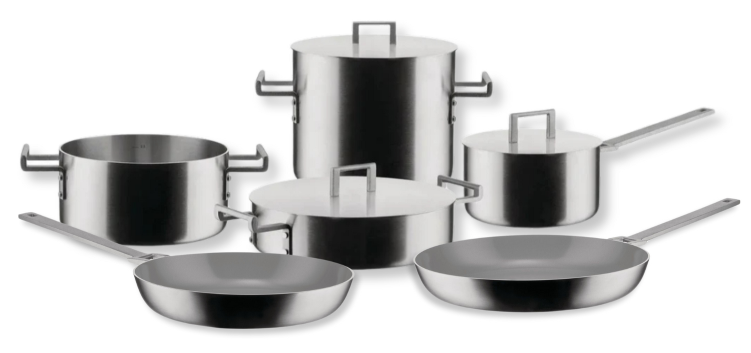 Alessi Pannenset Convivio + Koekenpannenset - ø 24 en 28 cm - 9 Delig