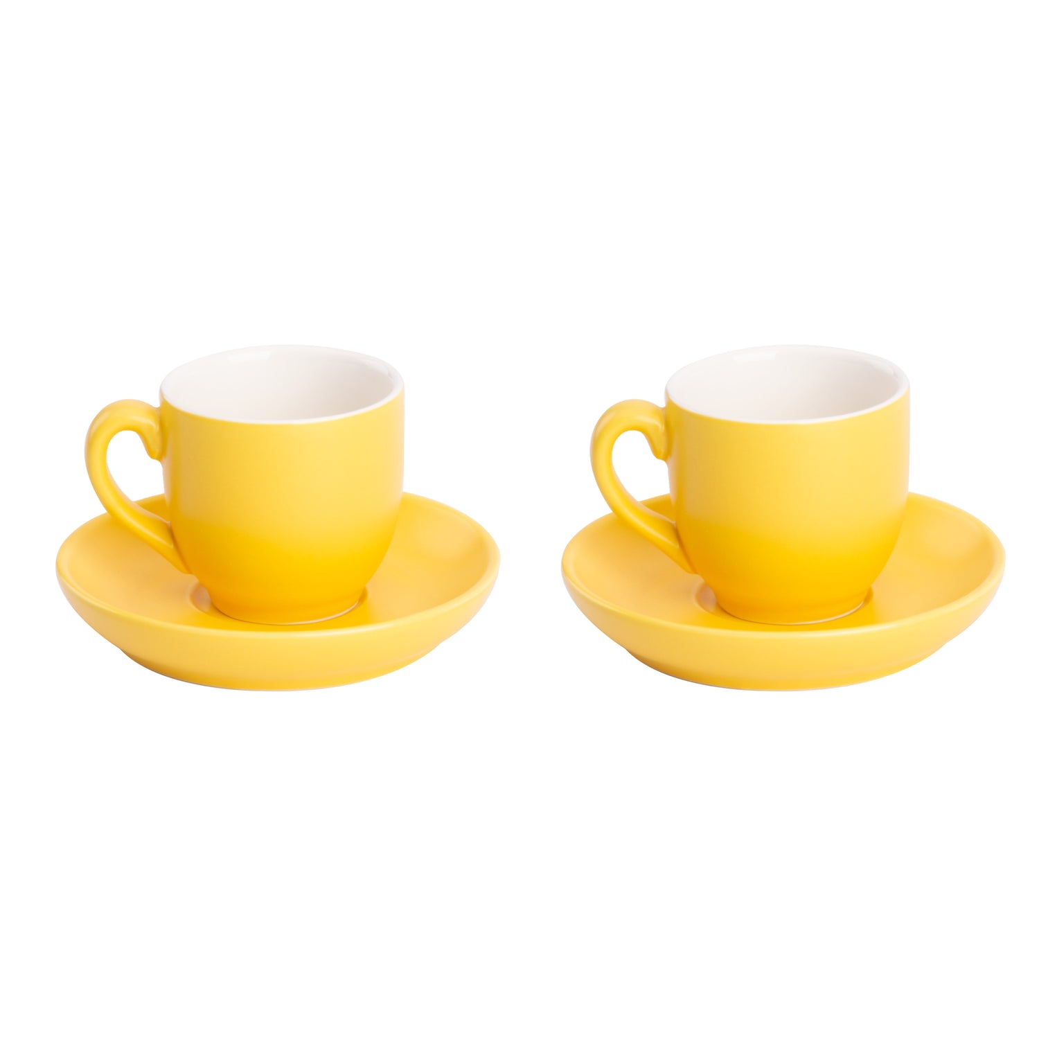 Palmer Koffiekop en schotel Colors Mat 14 cl 12 cm Geel Porselein 2 stuks
