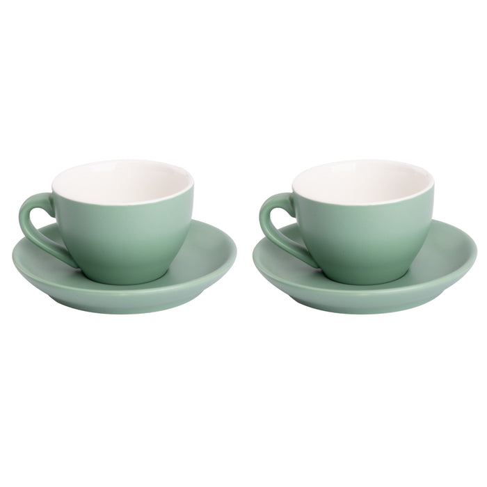 Palmer Cappuccinokop en schotel Colors 18 cl 14 cm Groen 2 stuk(s)