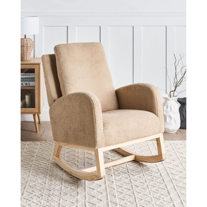 Beliani - ALSTA - Schommelstoel - Lichtbruin - Bouclé